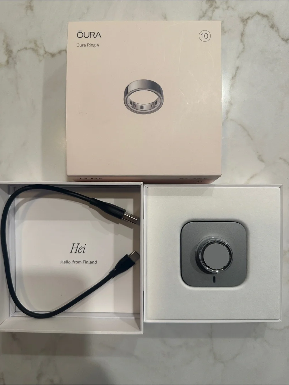 Oura Ring 4 - Silver Smart Ring (Size 10)